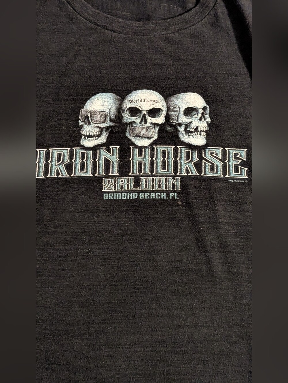 Iron Horse Saloon t shirt 2018 Ormond Beach world's famous see no evil 3 skulls